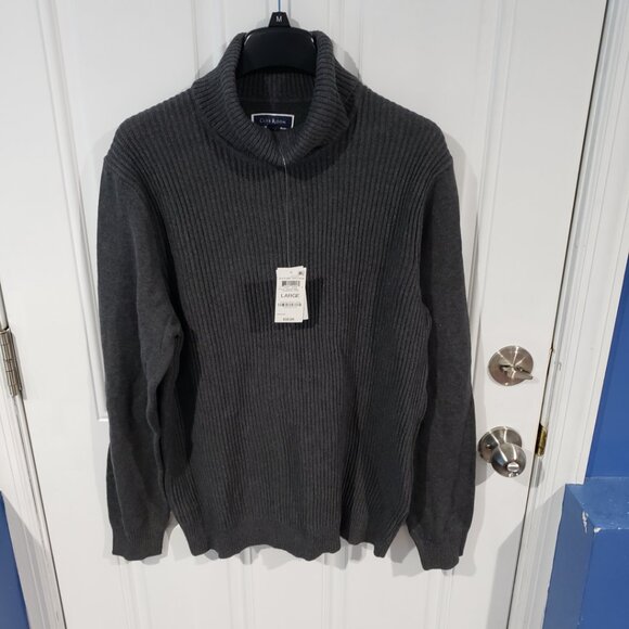 Club Room Mens Textured Cotton Turtleneck Sweater Charcoal Heather - Picture 6 of 9